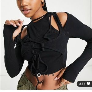 Urban Revivo Cutout Crop Top in Black